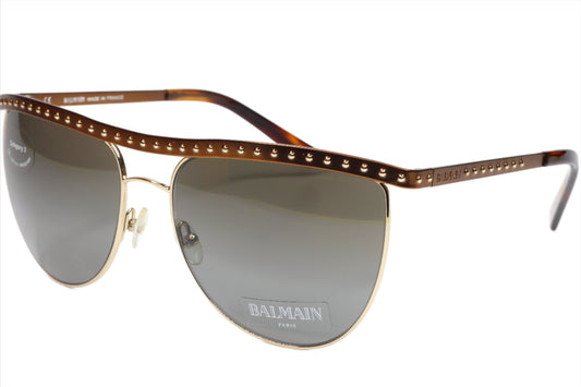 Balmain BL2000 02 sunglasses for sale with gold frame and brown studded top rim by ABC Optical