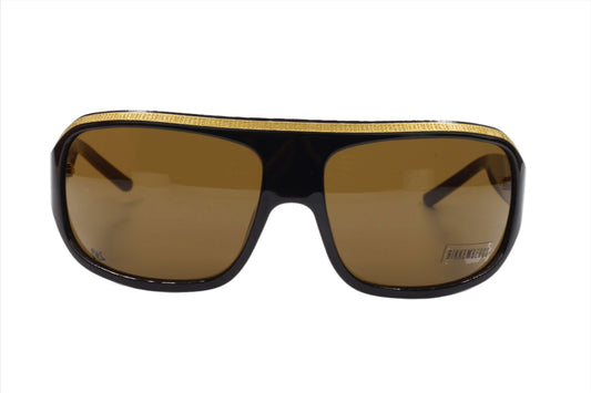 Bikkembergs luxury sunglasses brown tinted lenses with black and gold frame from ABC Optical