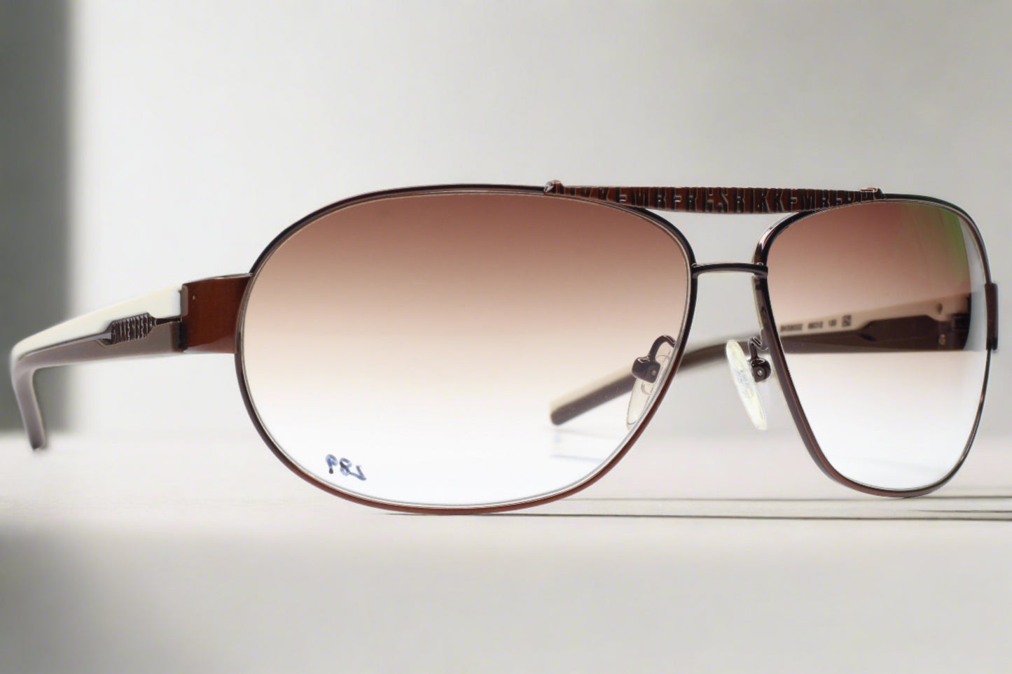ABC Optical BK58002 white aviator sunglasses with gradient brown lenses and lightweight metal frame