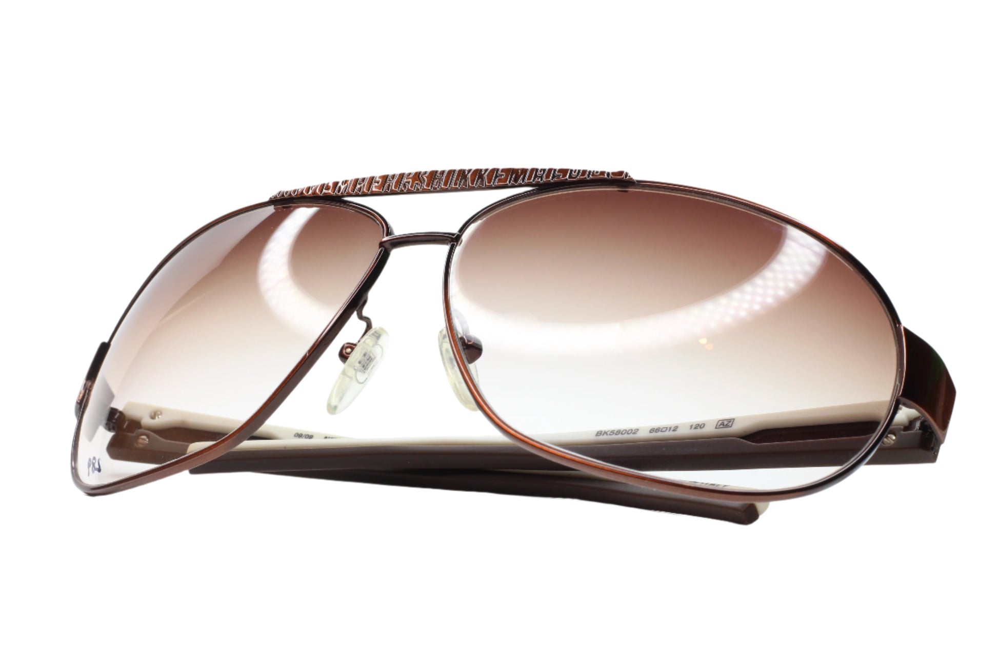 ABC Optical BK58002 white aviator sunglasses with gradient brown lenses and metal frame