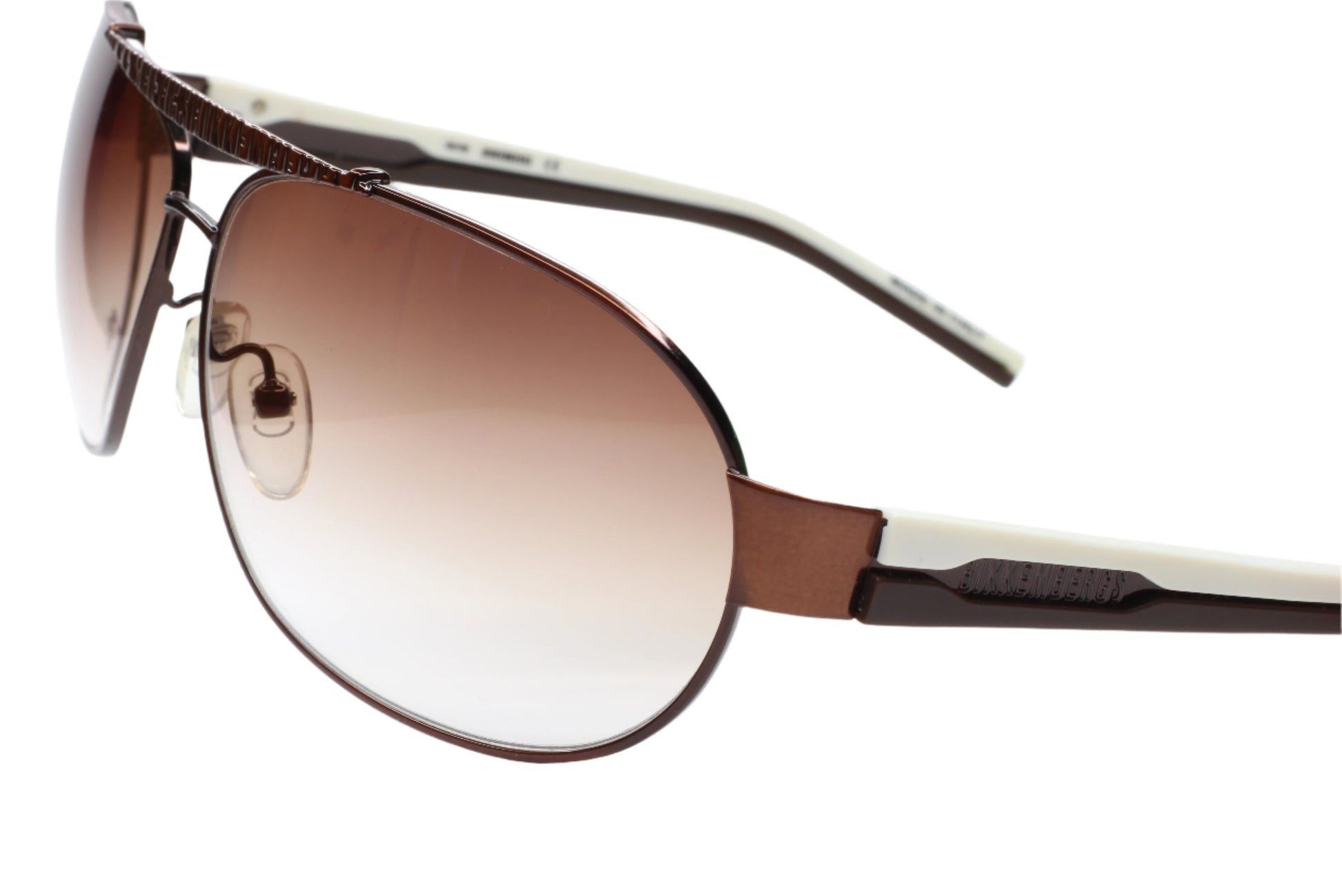 Close-up of ABC Optical BK58002 white aviator sunglasses with brown gradient lenses and slim frame