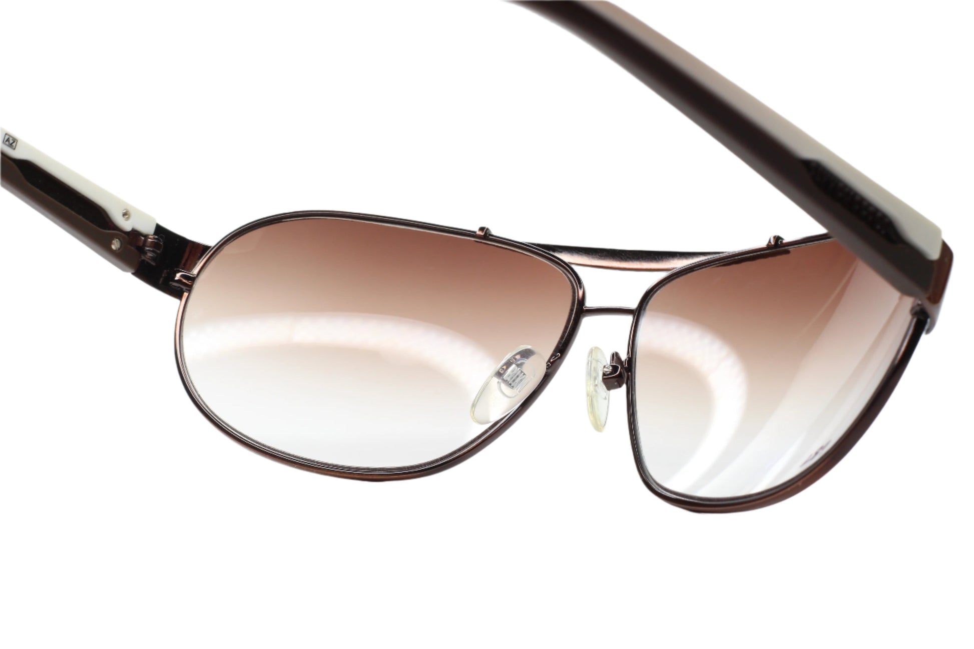 ABC Optical BK58002 white aviator sunglasses with brown gradient lenses and metal frame