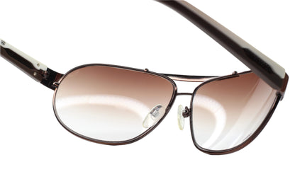 ABC Optical BK58002 white aviator sunglasses with brown gradient lenses and metal frame