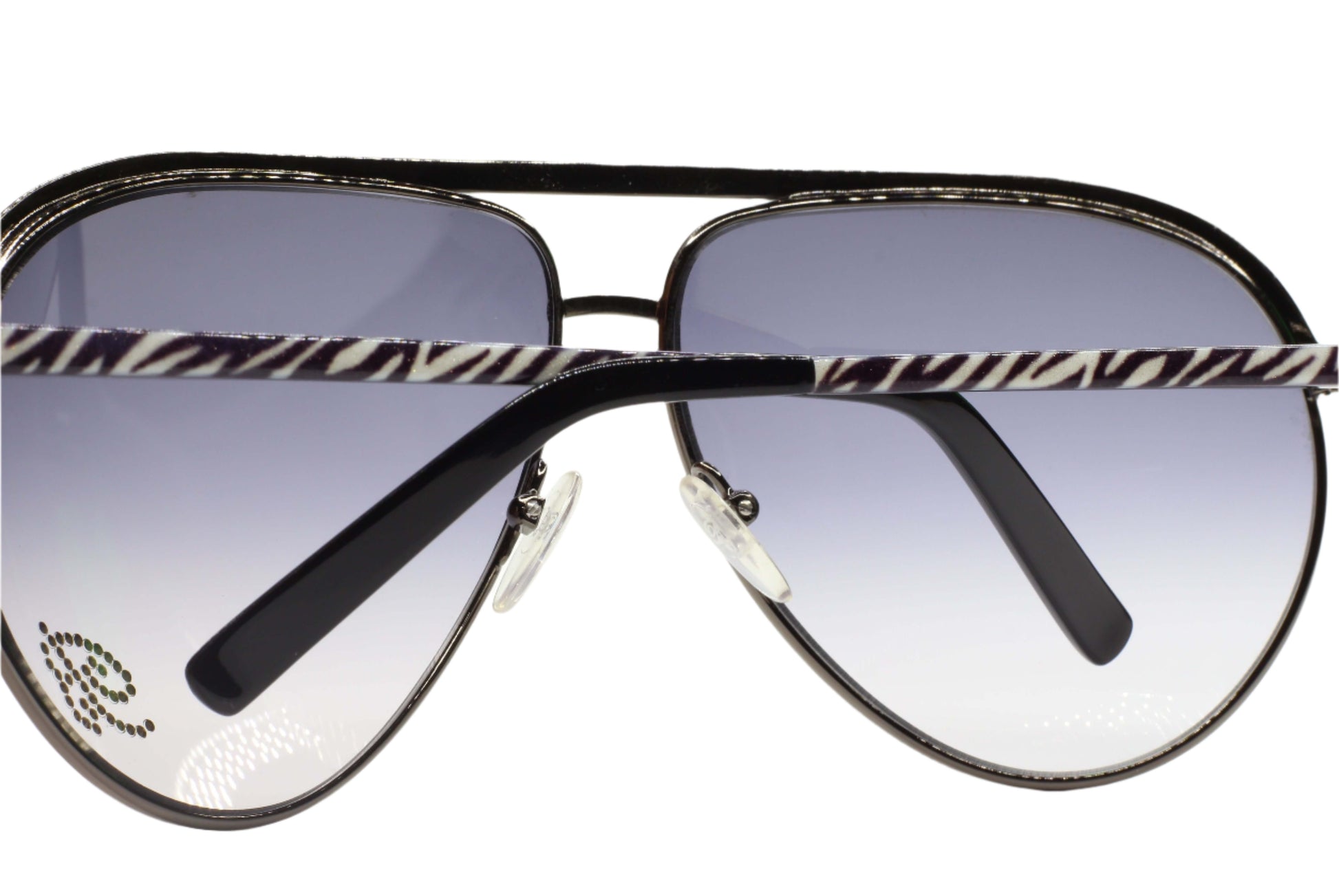 Blumarine SBM9512 08Q3 sunglasses online featuring aviator style with zebra pattern temple arms and gradient lenses