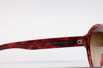 Close-up of red tortoiseshell Burberry B4111 3196 13 sunglasses sale optical frames from ABC Optical