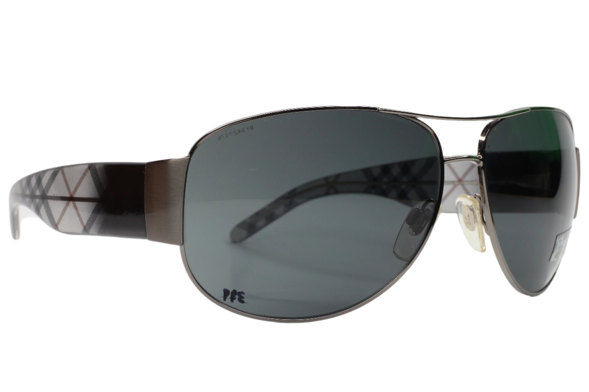 ABC Optical BE3020M Burberry aviator optical frames with dark lenses and checkered arms