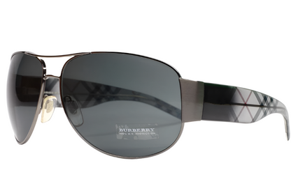 ABC Optical BE3020M Burberry aviator sunglasses with dark lenses and signature checkered arms