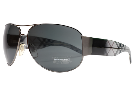 ABC Optical BE3020M Burberry aviator sunglasses with dark lenses and signature checkered arms
