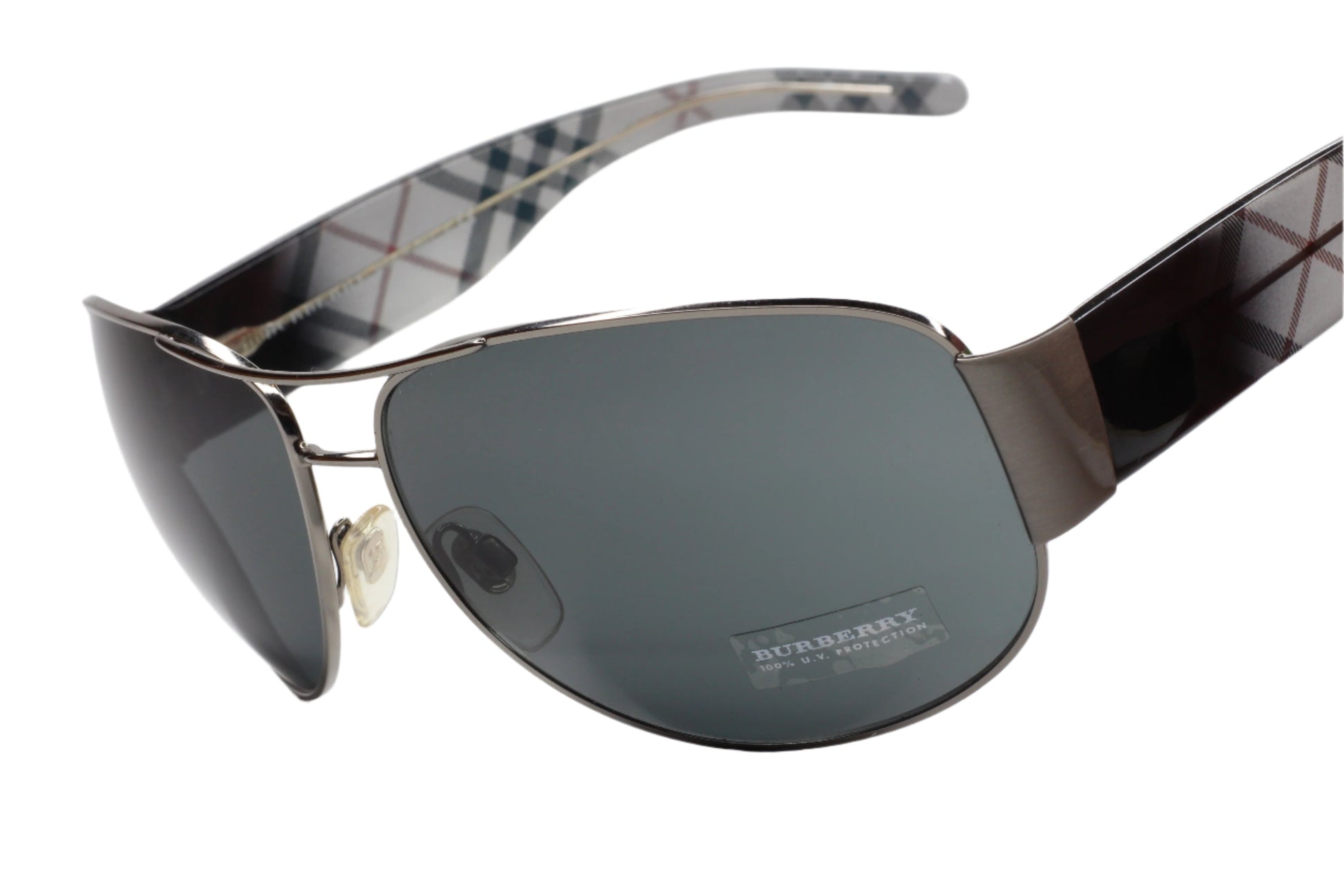ABC Optical BE3020M Burberry aviator optical frames with dark lenses and plaid temple design