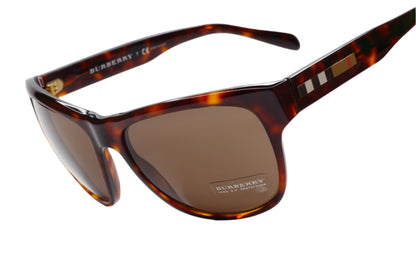 Brown tortoiseshell Burberry B4131 sunglasses with rectangular lenses and signature check detail by ABC Optical buy Burberry B4131 sunglasses online