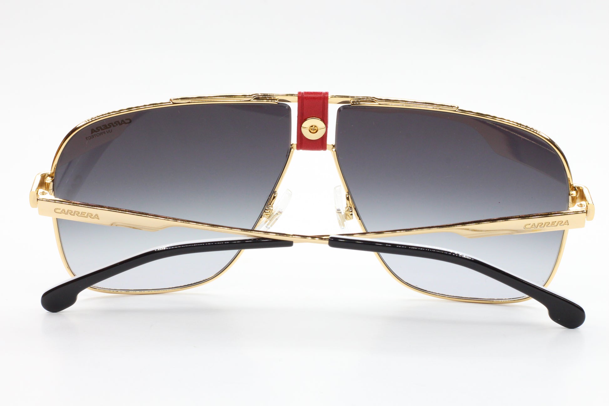 Gold frame Carrera sunglasses with gradient lenses and red nose bridge buy Carrera sunglasses online