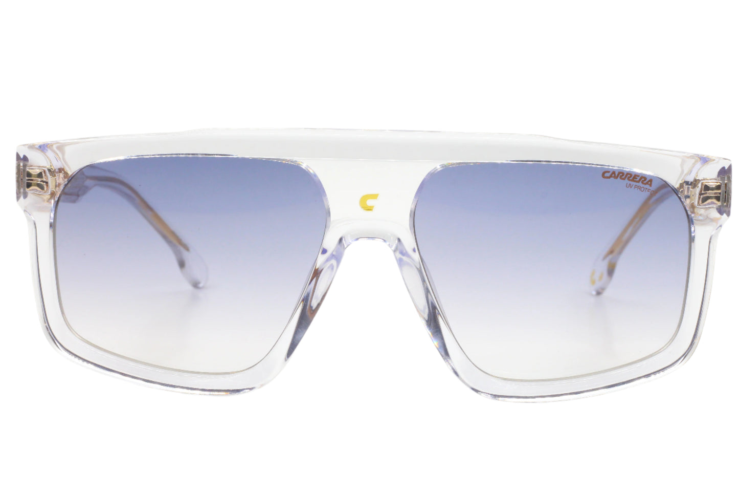 ABC Optical luxury gradient sunglasses for men with clear rectangular frames and blue lenses