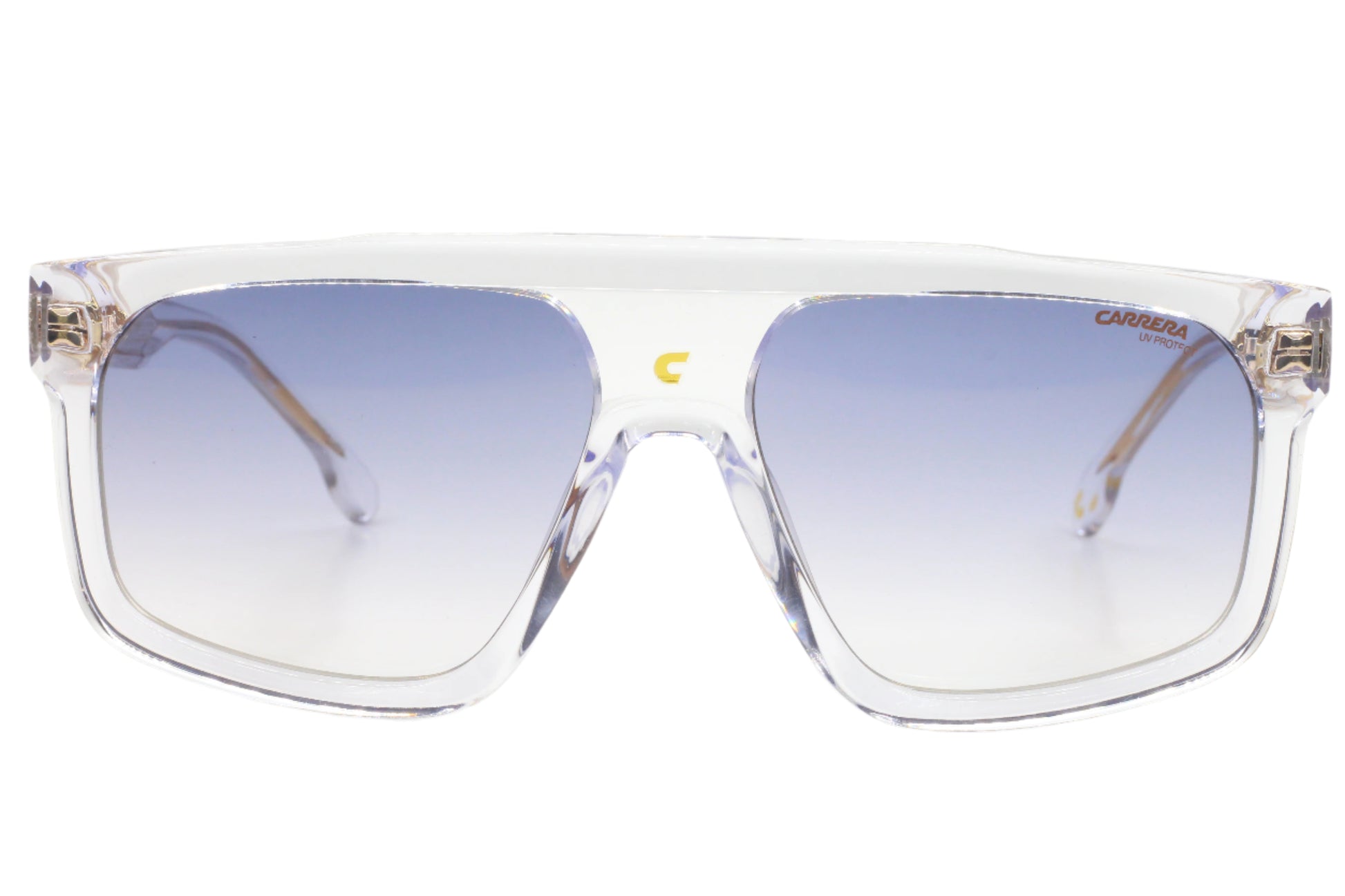 ABC Optical luxury gradient sunglasses for men with clear rectangular frames and blue lenses