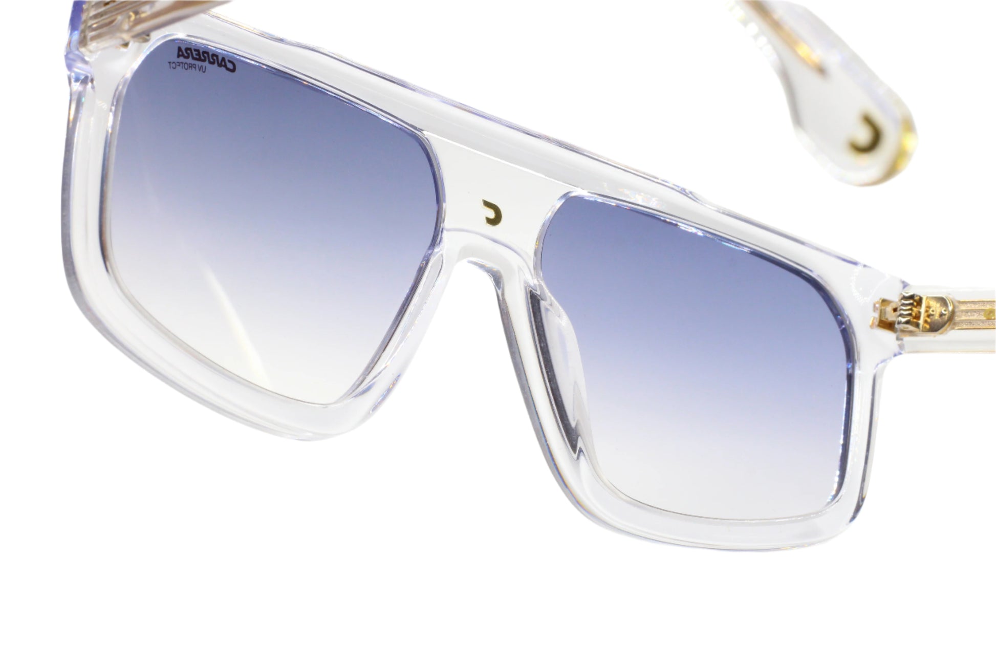 ABC Optical luxury gradient sunglasses for men with clear square frames and blue tinted lenses