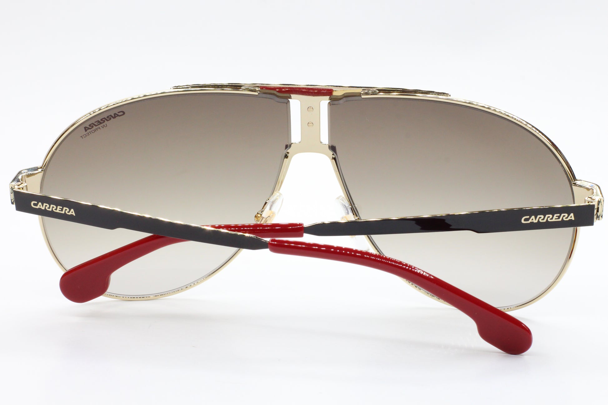 ABC Optical luxury silver black gradient sunglasses with black and red arms and sleek silver frame