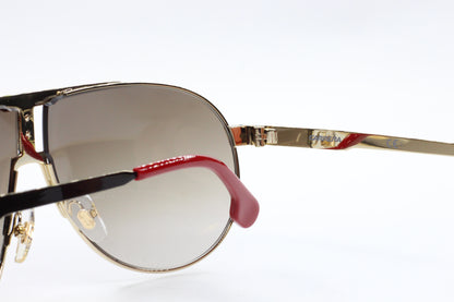 ABC Optical luxury silver black gradient sunglasses with metal frame and red temple tips