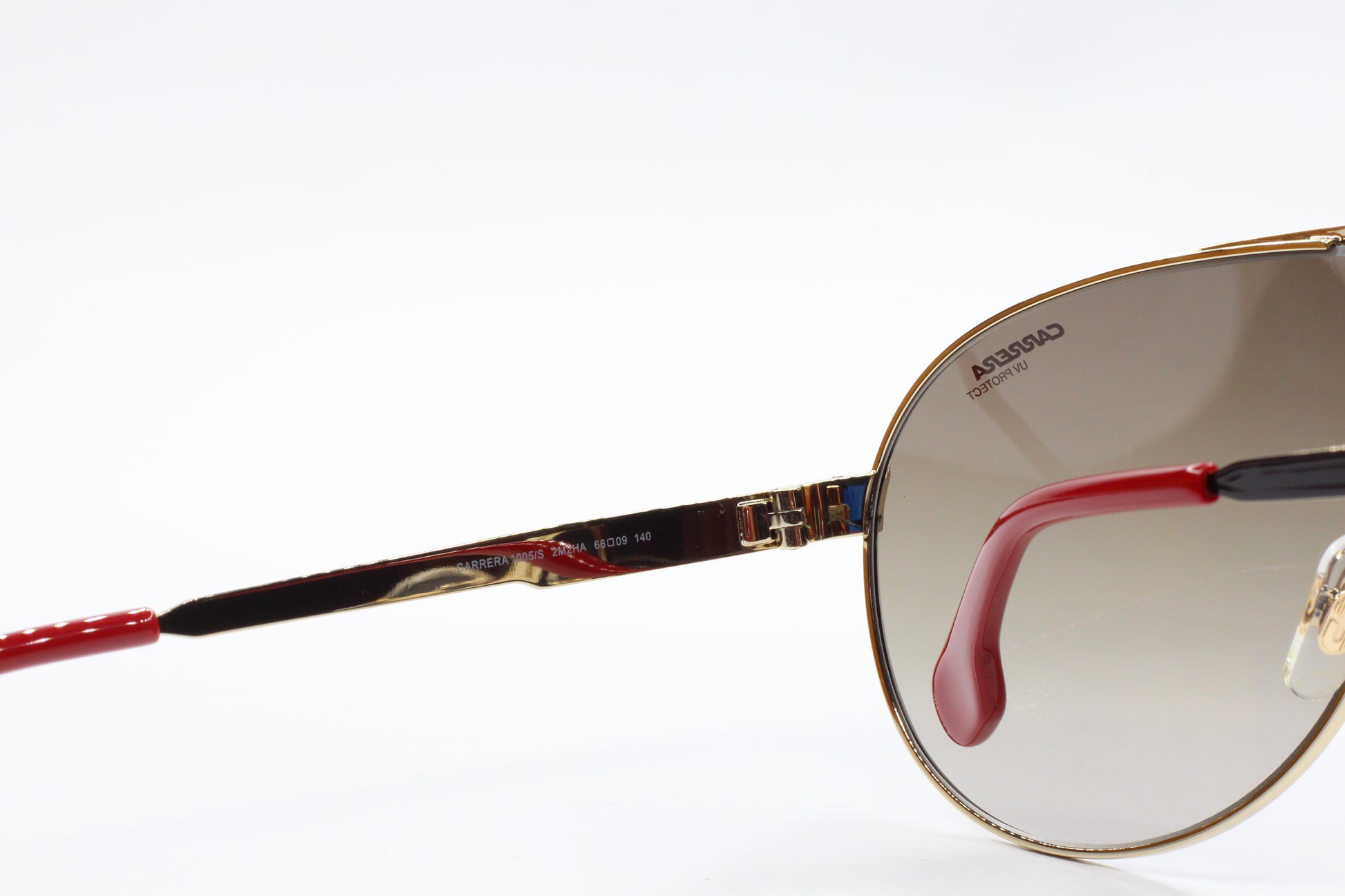 ABC Optical luxury silver black gradient sunglasses with sleek metal frame and red temple tips