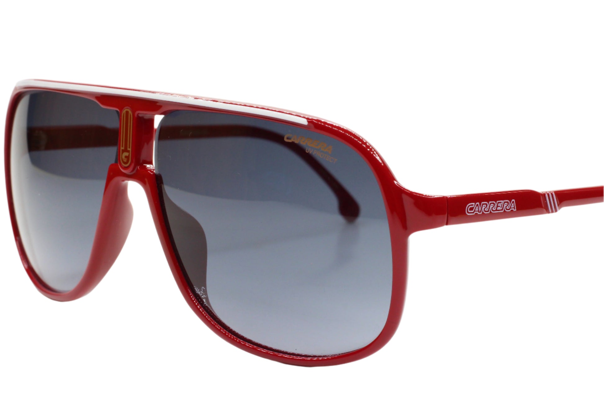 Carrera men's fashion eyewear red optical frames with gray tinted lenses by ABC Optical