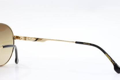 Close-up of ABC Optical gold and black premium Italian sunglasses online with detailed arm design