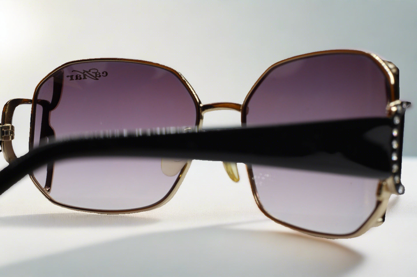 Caviar M2608 Austrian crystal sunglasses with purple gradient lenses and gold-tone optical frames by ABC Optical