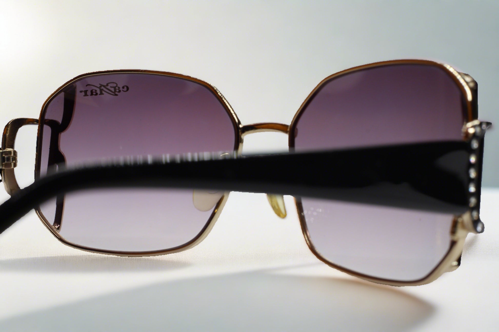 Caviar M2608 Austrian crystal sunglasses with purple gradient lenses and gold-tone optical frames by ABC Optical