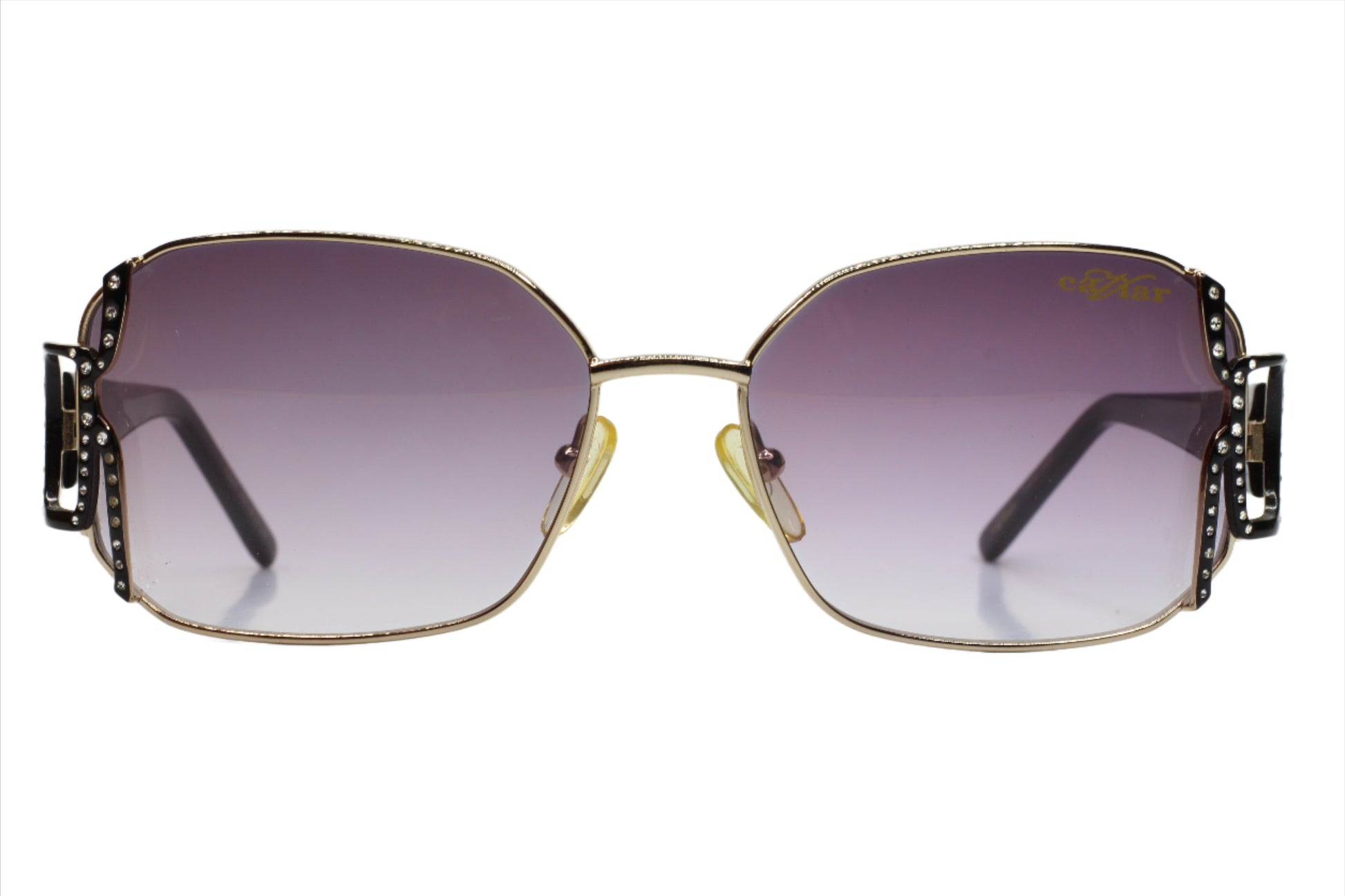 Caviar M2608 Austrian crystal sunglasses with gold frame and gradient purple lenses by ABC Optical