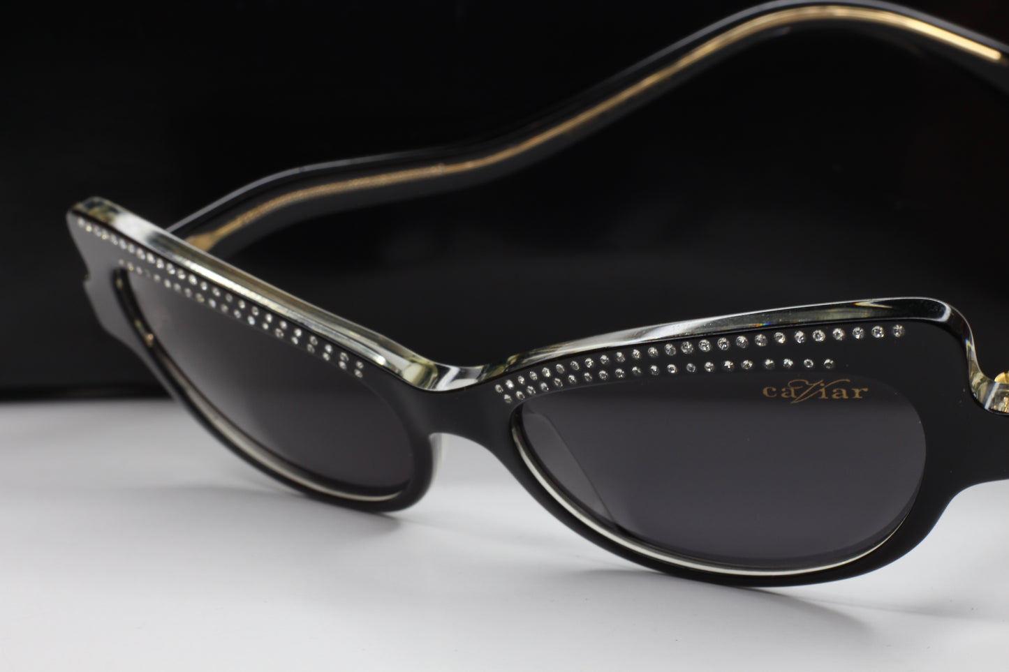 Caviar M3002 Swarovski sunglasses ABC Optical with black frames and crystal embellishments