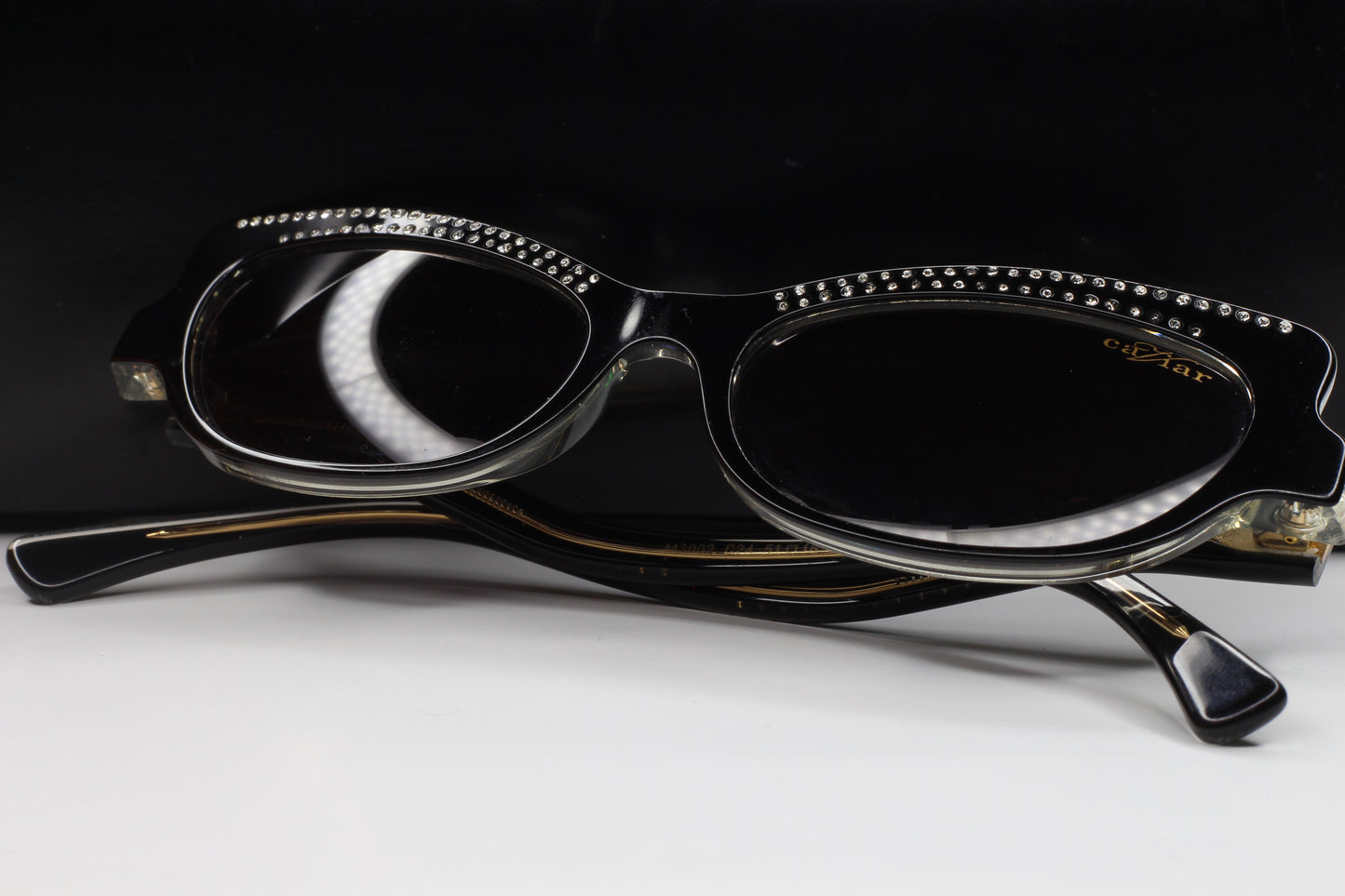 ABC Optical Caviar M3002 Swarovski sunglasses with black frames and crystal detailing on top edges