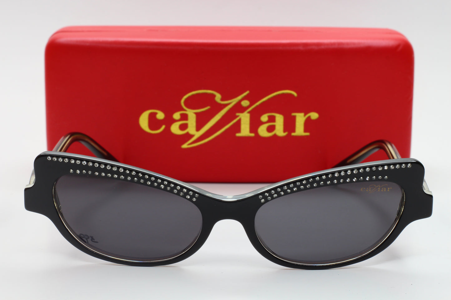 Caviar M3002 Swarovski sunglasses by ABC Optical with black frames and crystal embellishments