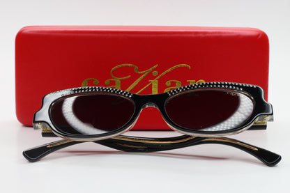 ABC Optical Caviar M3002 Swarovski sunglasses with black frame and dark lenses in red case