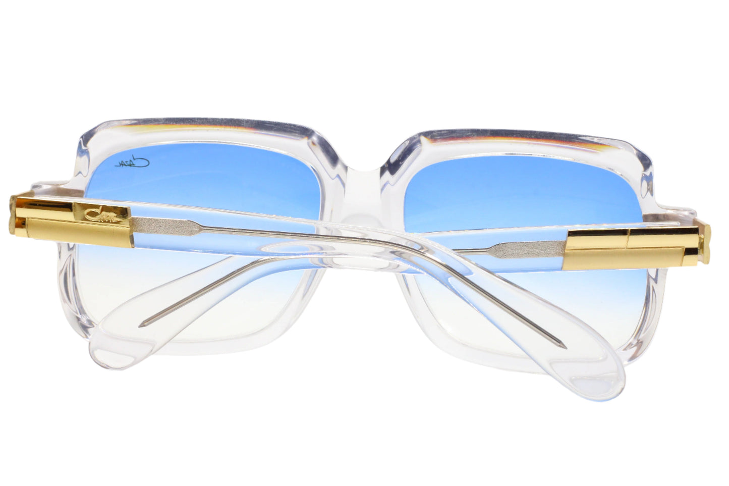 Clear optical frames with blue gradient lenses and gold accents from ABC Optical Cazal Legends sunglasses for sale