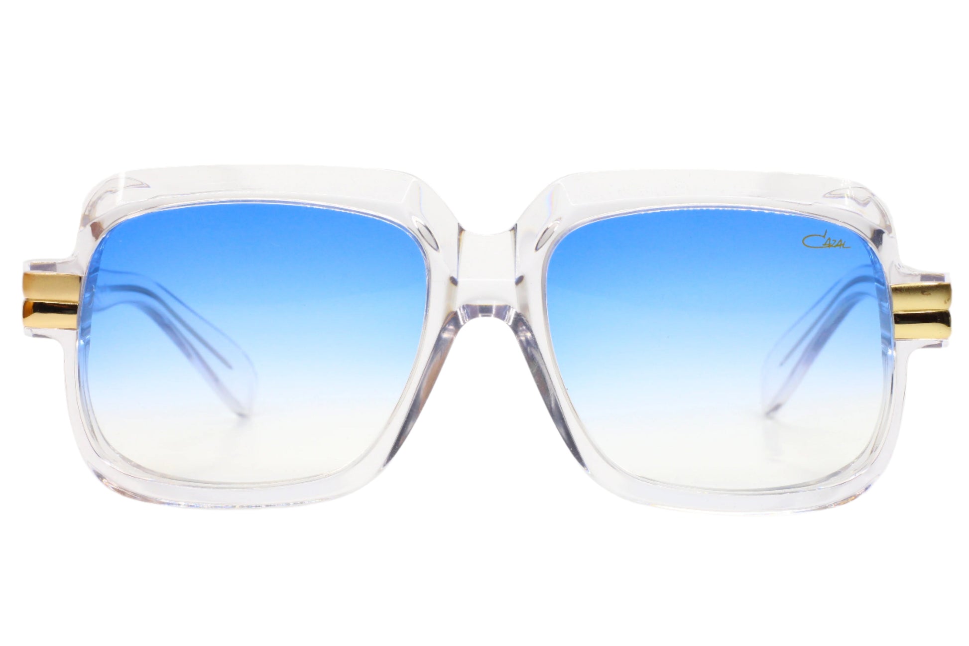 Clear frame Cazal Legends sunglasses for sale with blue gradient lenses from ABC Optical