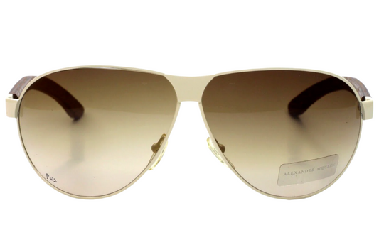 ABC Optical designer Alexander McQueen AMQ4049S eyewear with gold frame and brown gradient lenses