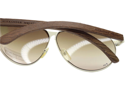 ABC Optical designer Alexander McQueen AMQ4049S eyewear with wooden temples and gradient lenses