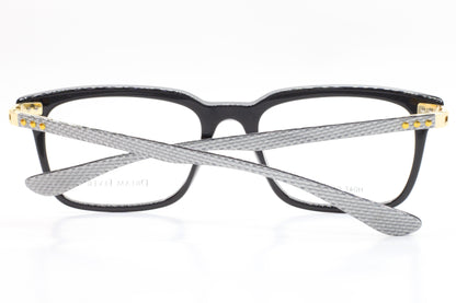 ABC Optical black acetate designer eyeglasses with rectangular frames and textured gray arms
