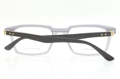 ABC Optical Dream Fever designer eyeglass frames with translucent gray front and black temples