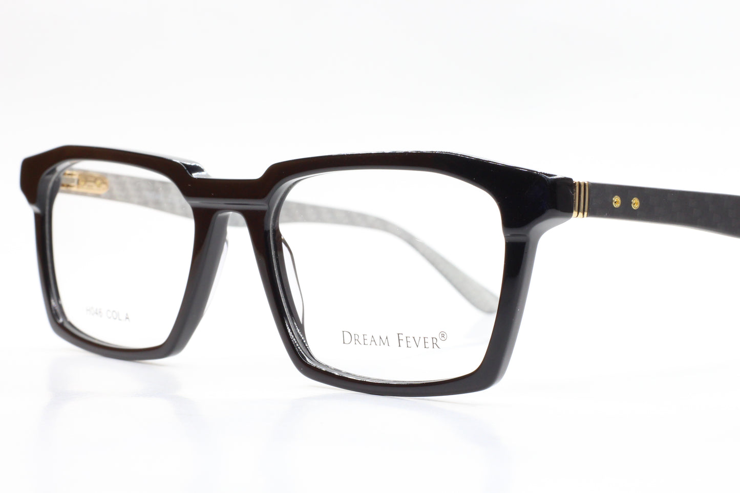 Dream Fever designer eyeglass frames by ABC Optical with black rectangular optical frames