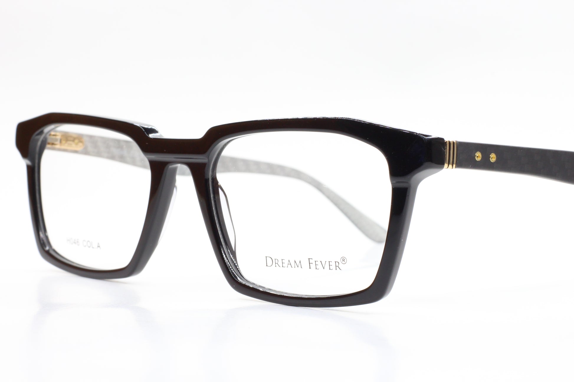 Dream Fever designer eyeglass frames by ABC Optical with black rectangular optical frames