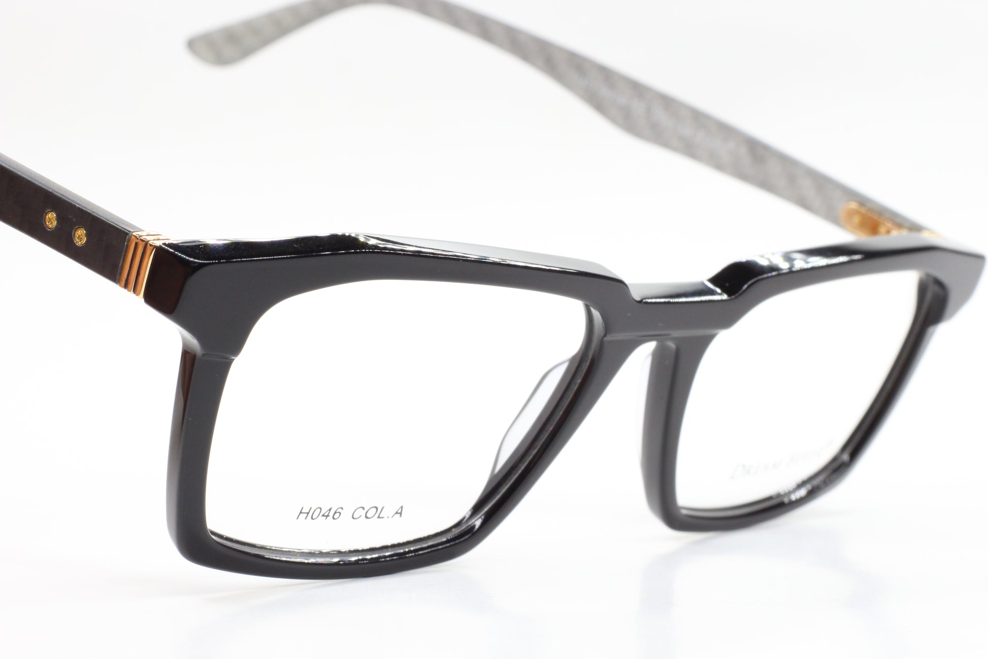 ABC Optical black rectangular Dream Fever designer eyeglass frames with gold accents