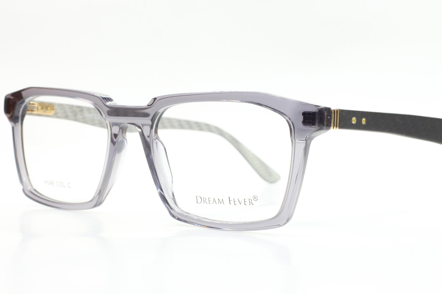ABC Optical clear Dream Fever designer eyeglass frames with black temple arms and rectangular shape