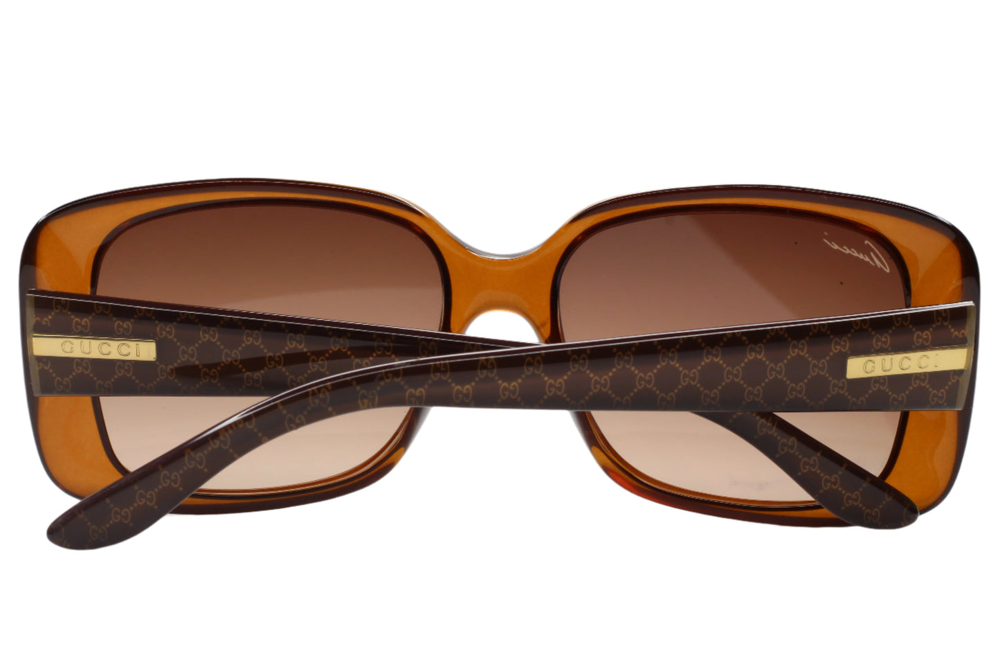 Gucci GG3577S sunglasses for women with brown gradient lenses and patterned dark brown frames
