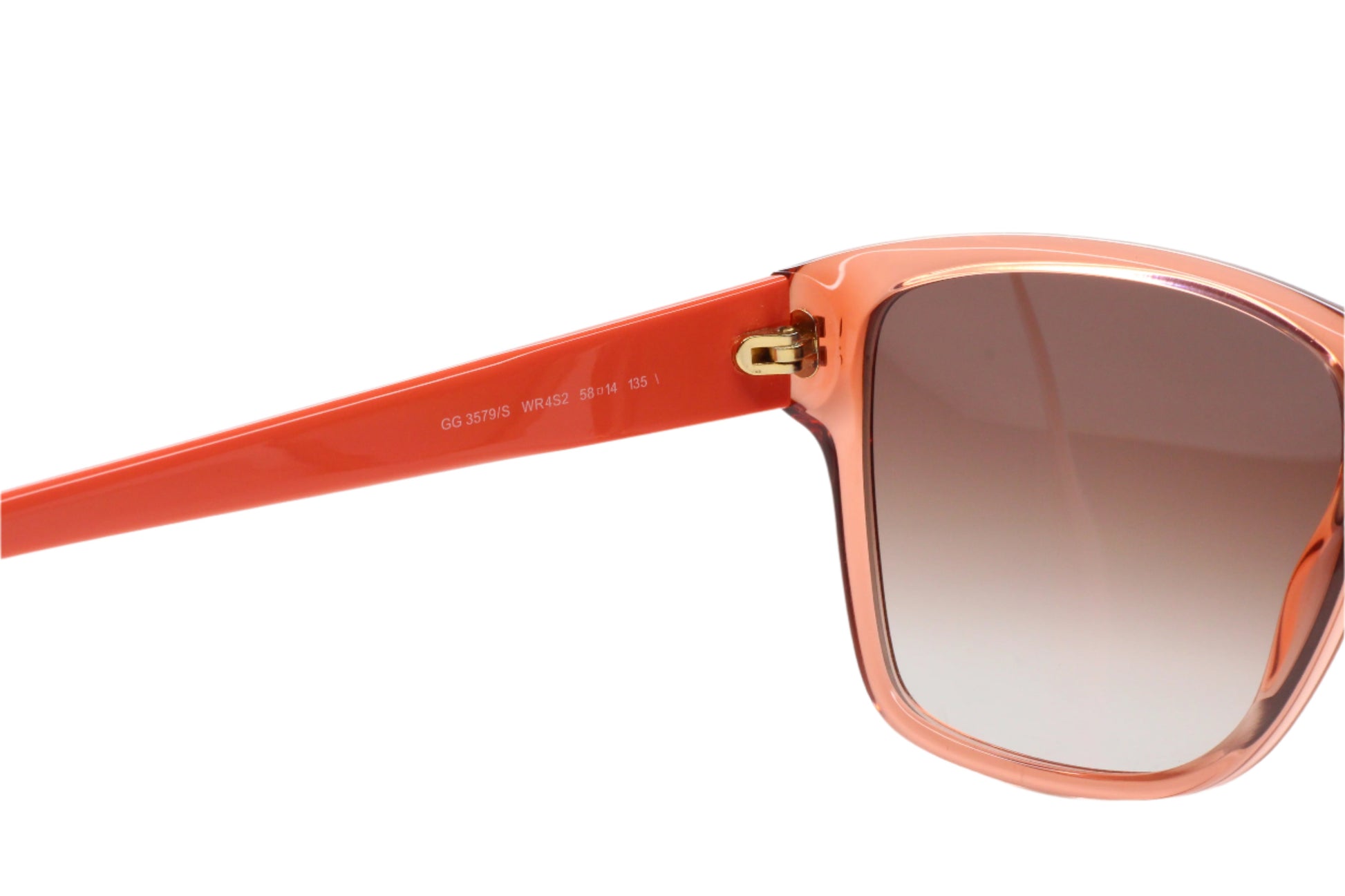 Gucci light rose crystal sunglasses with gradient lenses and translucent light rose frames from ABC Optical