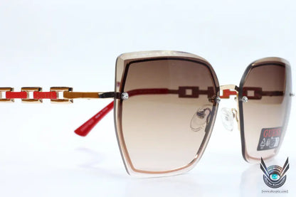 Guess go00042 32b gold red crystals gradient rimless luxury italy sunglasses -wo - 62-18-145 / gold / metal - optical