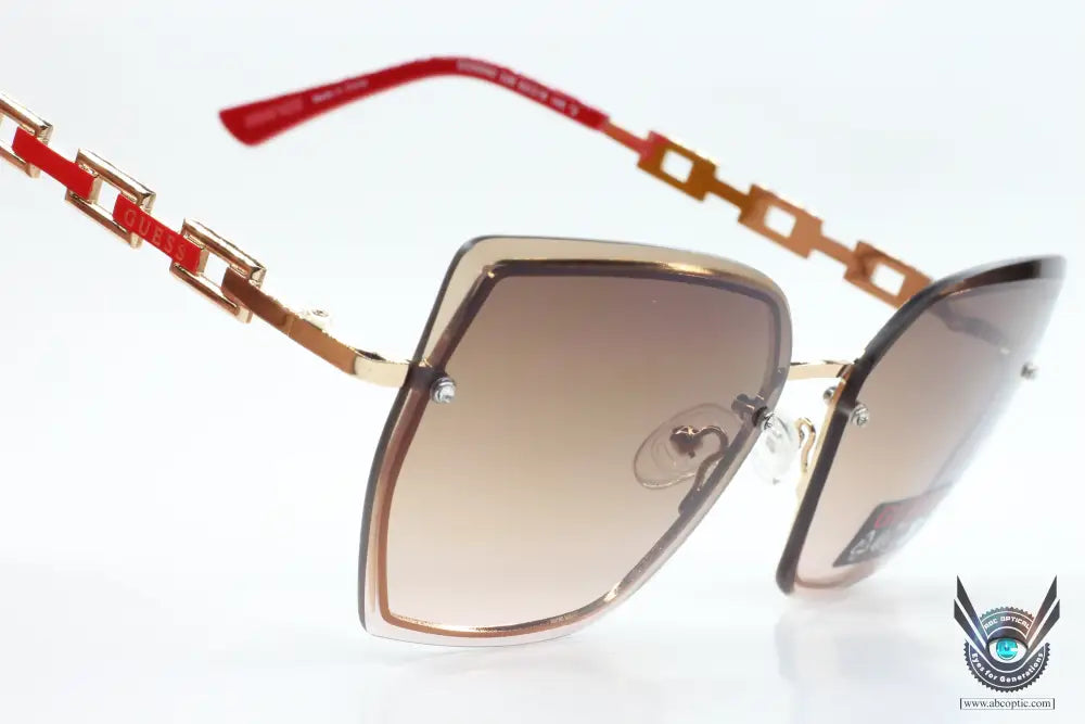 Guess go00042 32b gold red crystals gradient rimless luxury italy sunglasses -wo - 62-18-145 / gold / metal - optical