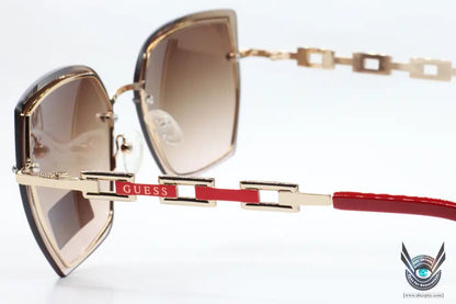 Guess go00042 32b gold red crystals gradient rimless luxury italy sunglasses -wo - 62-18-145 / gold / metal - optical