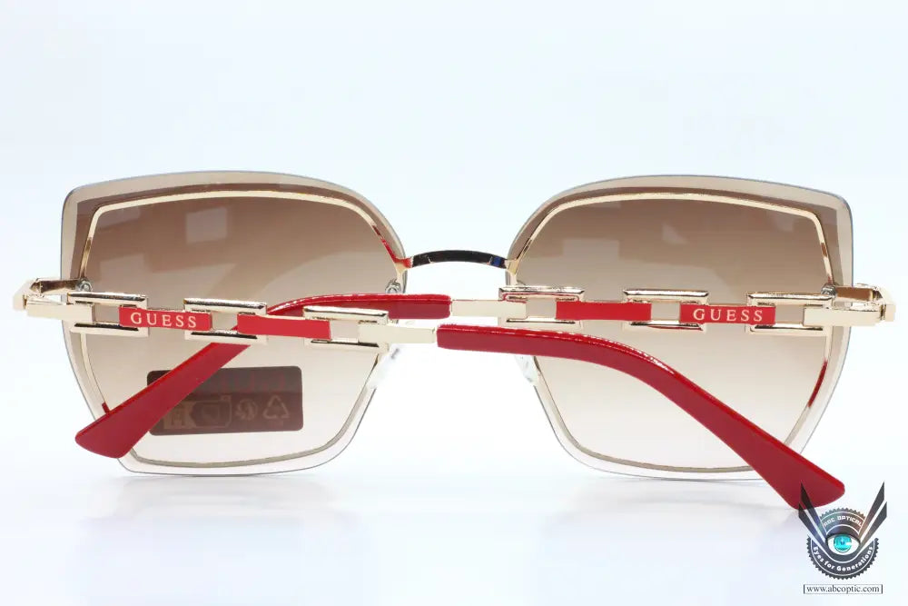 Guess go00042 32b gold red crystals gradient rimless luxury italy sunglasses -wo - 62-18-145 / gold / metal - optical