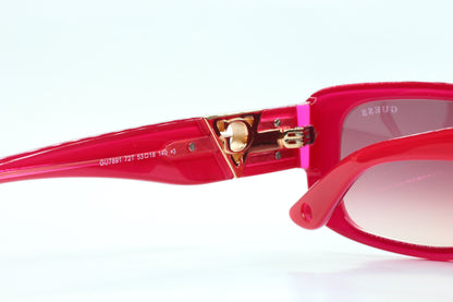 Guess pink gold sunglasses women optical frames by ABC Optical in glossy pink with gold hinge details