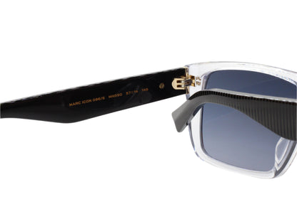 ABC Optical luxury clear frame sunglasses with black temple and dark tinted lenses