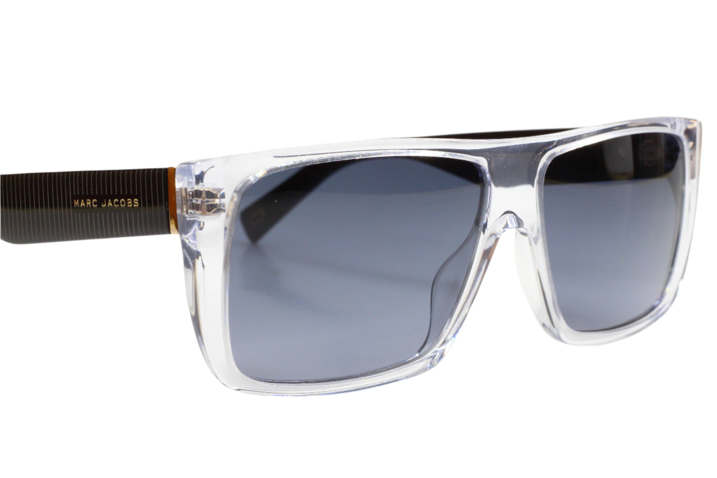 ABC Optical luxury clear frame sunglasses with dark tinted lenses and black arms