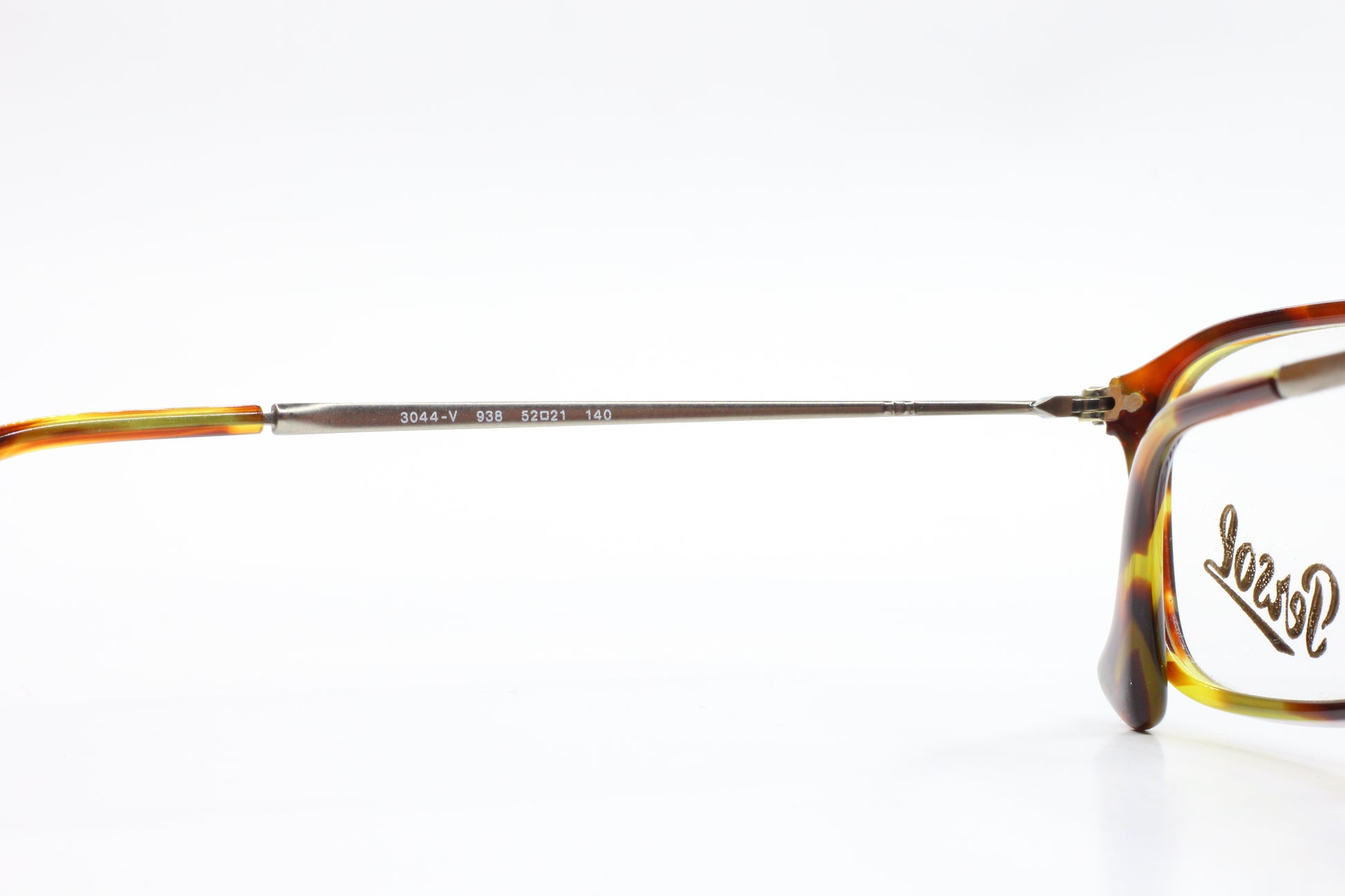 Close-up side view of Persol PO3044V eyeglasses with tortoiseshell frames from ABC Optical